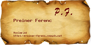 Preiner Ferenc névjegykártya